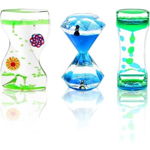 Coitak Liquid Motion Bubbler Timer for Sensory Play, Fidget Toy, Desk Top, 3 Pack, Assorted Colors (Style-2)