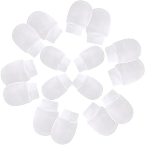 8 Pairs Newborn Baby Mittens White, 100% Cotton Unisex No Scratch Baby Mitten, Soft Breathable Mittens for 0-12 Months Baby