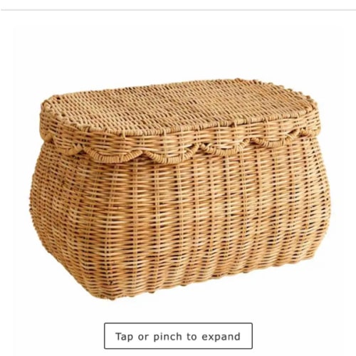 Juniper Oval Scallop Rattan Basket with Lid, Large