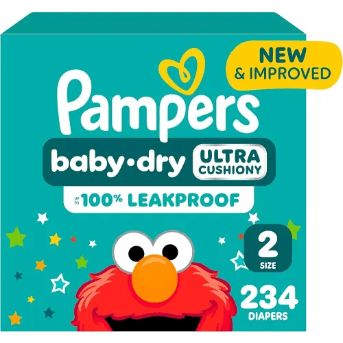 Pampers Diapers - Baby Dry - Size 2, 234 Count, Absorbent Disposable Infant Diaper (Packaging May Vary)