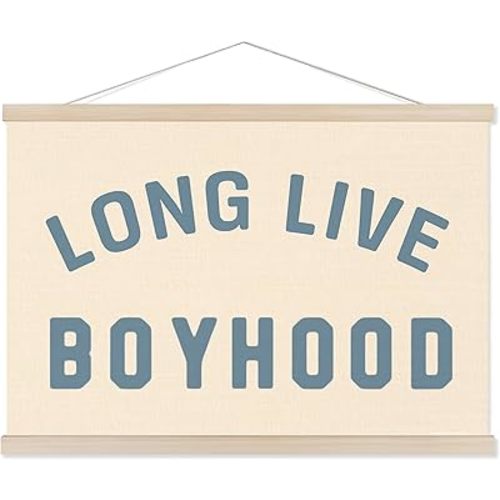 Boy Room Decor Long Live BOYhood Poster Hanger Frame for Nursery Playroom Wall Art for Kids Bedroom Dorm Toddler Decorations Trendy Room Decor,12x16 Inch