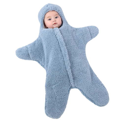 Zwiiyzr Newborn Baby Boy Girl Winter Jumpsuit Outfit Hooded Onesie Thick Bodysuit Romper Cartoon Starfish Coat Blue
