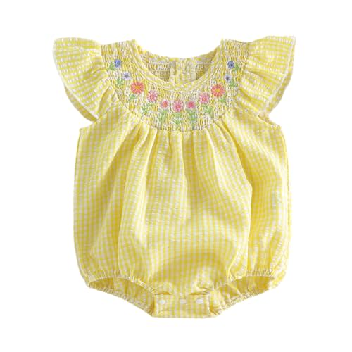 Summer Baby Girl Clothes Newborn Cotton Linen Romper Short Sleeve Infant Onesie Smocked Bodysuit Baby Outfits