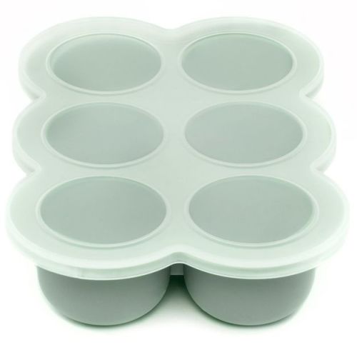WeeSprout Silicone Baby Food Freezer Tray with Clip-on Lid (Matte Green, Six 3 Ounce Sections)