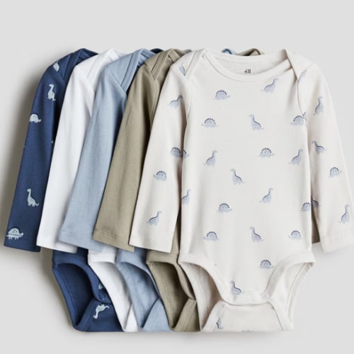 5-PACK DINO LONG-SLEEVED BODYSUITS