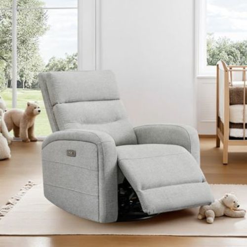Spruce & Spring Gray Power Glider Swivel Rocker Recliner Chair Nursery Recliner