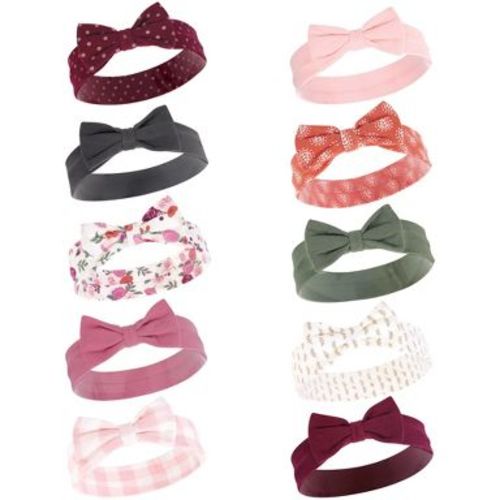 Hudson Baby Infant Girl Cotton Headbands 10pk, Fall Floral, 0-24 Months