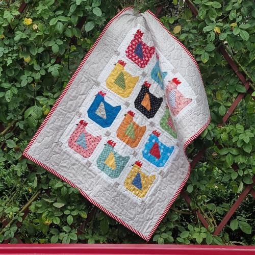 Handmade Baby Quilt: Farm Chicken Patchwork Crib Bedding