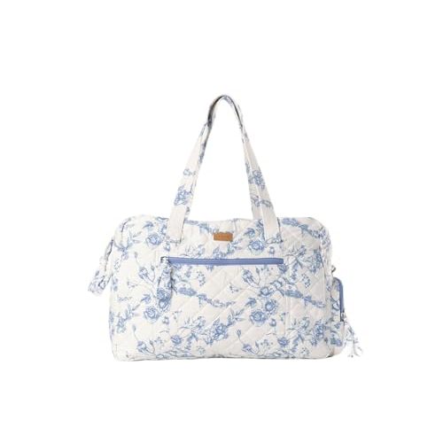 Staya Hospital Bag for Labor & Delivery - Quilted Weekender Bag for Women | Soft cotton quilted duffle, carry-on size, overnight & weekender bag, roomy with pockets, shoulder strap included