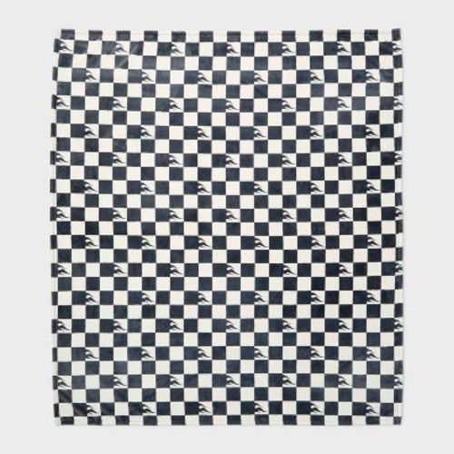 Hot Wheels Retro Checkered Flame Faux Shearling Kids' Bed Blanket Gray - Hot Wheels by Pillowfort™