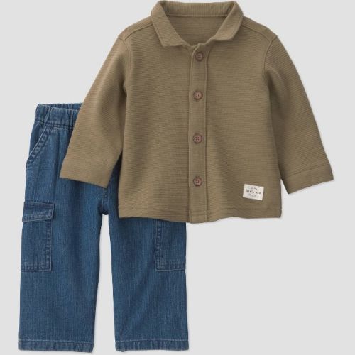 Carter's Just One You® Baby Boys' 2pc Shirt Jacket and Denim Pants Set - Brown 3M