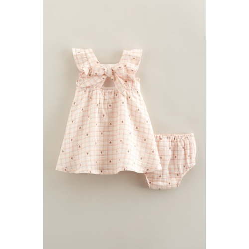 Flutter Sleeve Tie Back Cotton Muslin Sundress & Bloomers, 6M