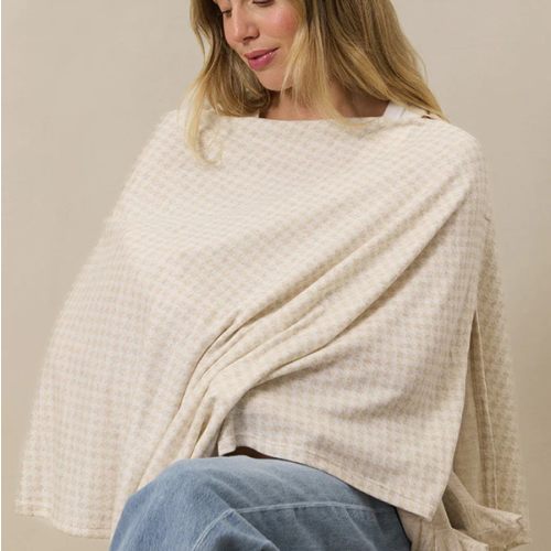 Cream Houndstooth Nursing Cover