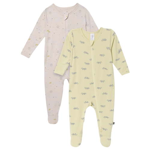 Modern Moments by Gerber Baby Neutral Viscose Sleep ´N Play Footed Pajamas, 2-Pack, Sizes Newborn - 6/9 Months