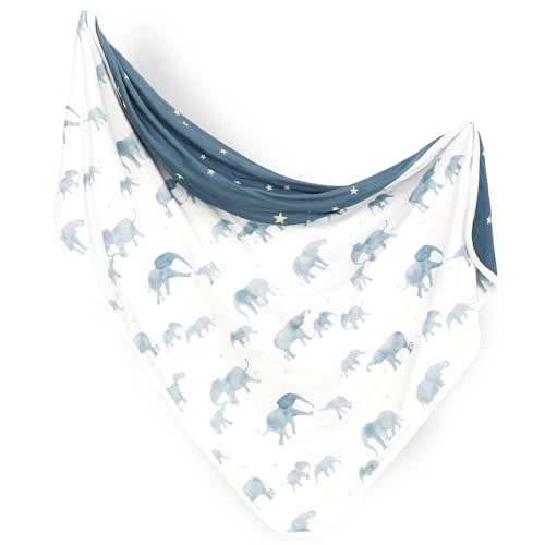 GRSSDER Baby Blankets Super Soft Jersey Knit Swaddle Blanket for Baby Girls and Boys, Double Layer Receiving Blankets 34 x 44 Inches, Extra Large for Baby Swaddling, Cute Elephant