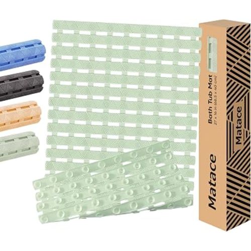 Bathtub Mat Non Slip - for Inside Bath Tub & Shower, Large 40x16 Inch, 261 Strong Suction Cups, Soft Textured Surface, Fast Drain & Quick Dry, Bathroom Safety Mat, Sage Green, Matace