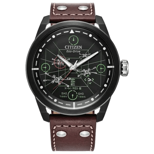 X-Wing and TIE Fighter Black Dial Leather Strap AW1738-05W | CITIZEN