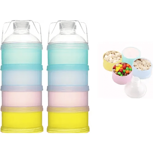 2 PCS 4 Layers Baby Milk Powder Dispenser, Milk Powder Pots,Formula Dispenser Portable Milk Powder Formula Dispenser Container Pot Box Milk Cans Snack Storage Box for Travel (Four-Color)
