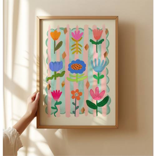 Flower Kids Print / Flower illustration / Eco / Nursery Art / Kids Room / Art / Print / Gifts for Her / kids / Flowers / Colour Pop / Bright