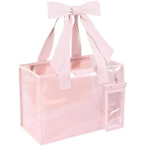Pink Jelly Tote Bag, Bow Tote Bags for Women,Beach Bags for Women,Pool Bags for Girl,Cute Beach Waterproof Tote Bag