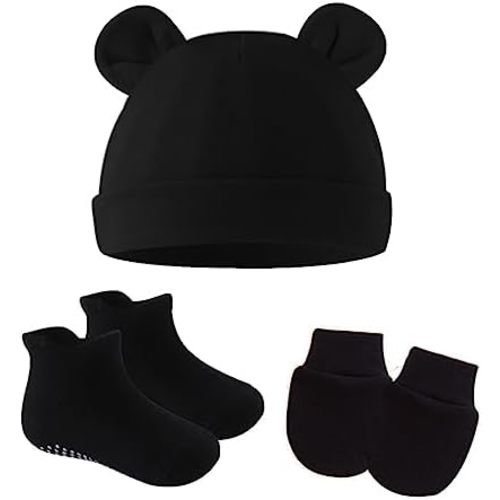 UTTPLL Newborn Hats Mittens Set Toddler Girls Boys Cotton Nursery Hospital Beanie No Scratch Gloves Unisex Baby Infant Caps