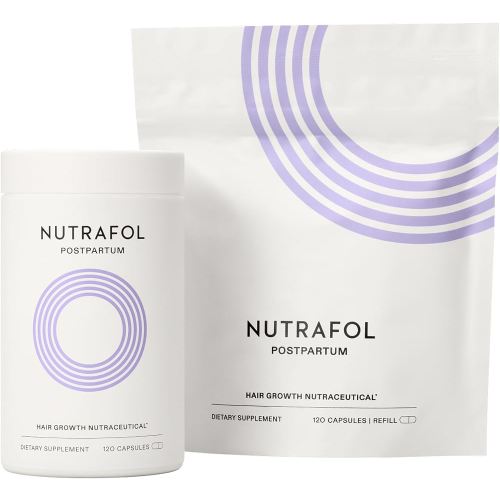 Nutrafol Postpartum Hair Growth Supplements, Clinically Tested for Visibly Thicker Hair and Less Shedding, Breastfeeding-friendly