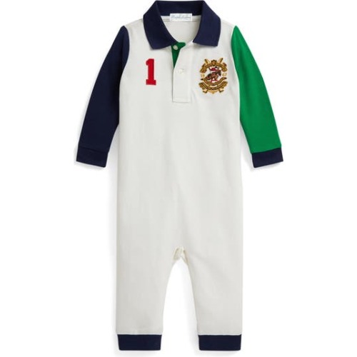 Colorblock Polo Romper, 9M