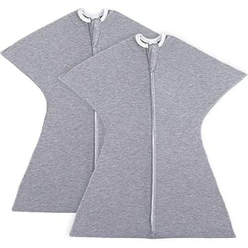 SleepingBaby Zipadee-Zip Transition Swaddle - Cozy Baby Swaddle Blanket with Zipper Convenience - Roomy Wearable Blanket for Easy Diaper Changes - Classic Heather, Small (4-8 Month) - 2 Pack