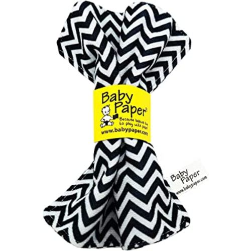 Original Baby Paper - Crinkle Teether and Sensory Toy for Babies and Infants | Black and White Zig Zag | Non-Toxic, Washable | Great for Baby Showers