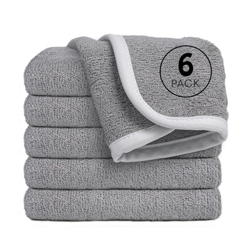 Reusable Organic Baby Washcloths Set: 6 Packs 10 * 10 Ultra Soft Wash Cloth Viscose from Bamboo Absorbent Infant Newborn Bath Face Towel Gentle for Delicate Skin Boys Girl (Gray)