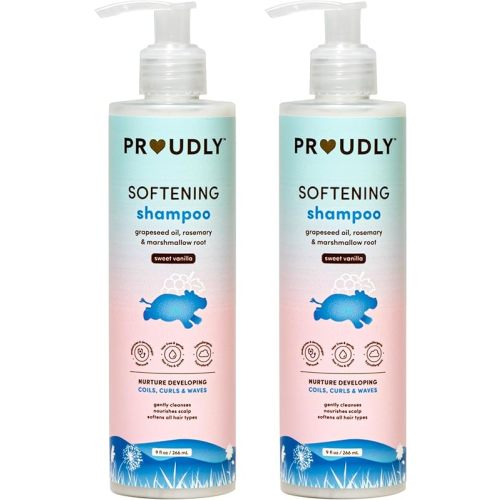 PROUDLY Softening Shampoo by Gabrielle Union & Dwyane Wade, Black & Brown Babies Coils, Curls & Waves, Tear-Free, Paraben-Free & Dermatologist-Tested, Sweet Vanilla, 9 oz, Pack of 2