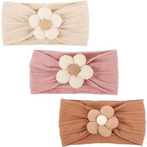 AQOKKA Baby Flower Headbands Nylon Baby Girl Headbands Soft Handmade Hairbands Toddler Hair Accessories for Girls Baby Newborn Infant Kids