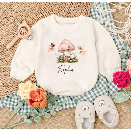 Enchanted Forest Fairy Baby Girl Romper, Pink Bow Wildflower Butterfly Outfit, Newborn Photo Prop & Baby Shower Gift