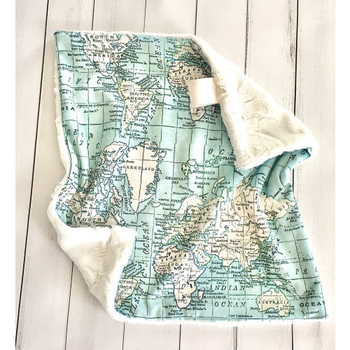 Lovey: World Map Baby Security Lovey, Gender Neutral Minky Cuddle Lovey, World Map Minky Lovey, Baby Lovey, Old World Map Snuggle Lovey