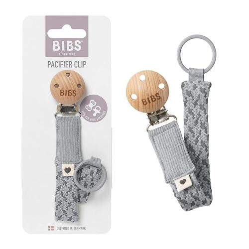 Bibs - Pacifier Clip - Sand/Vanilla