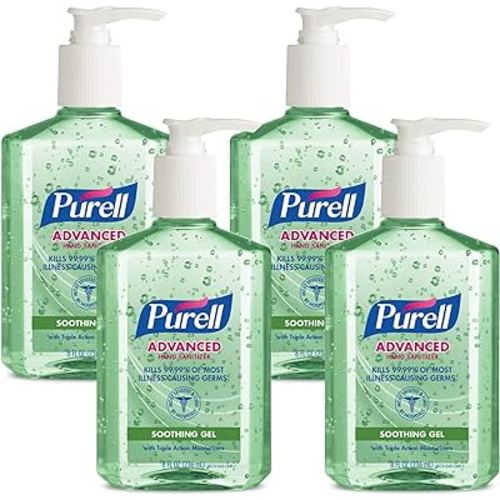 Purell - 9674-04-ECIN PURELL Advanced Hand Sanitizer Soothing Gel, Fresh Scent, with Aloe and Vitamin E - 8 fl oz Pump Bottle (Pack of 4) - 9674-06-EC