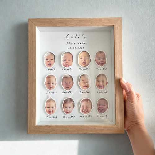 Personalized Baby First Year Frame Monthly Milestone Picture Frame Gift for New Parents or Baby’s 1st Birthday