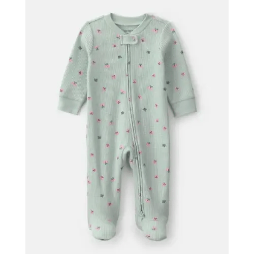 Baby Girl Butterfly Cotton 2-Way Zip Thermal Sleep & Play Pajamas - Green | Carter's