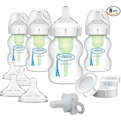 Dr. Brown’s Natural Flow Anti-Colic Options+ Wide-Neck Baby Bottles, Breast to Bottle Feeding Set