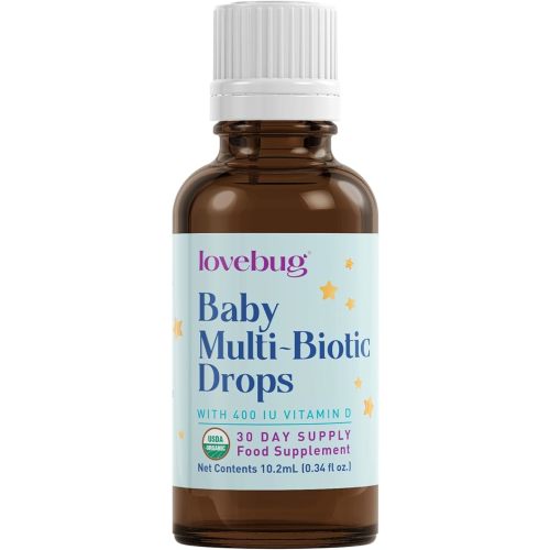 Lovebug Award Winning USDA Organic Probiotic for Infants & Babies | Helps with Colic, Reflux, Diarrhea, Constipation & Gas | Multi-Strain 5 Billion CFU | Liquid Drops | Ages 0-24 Months