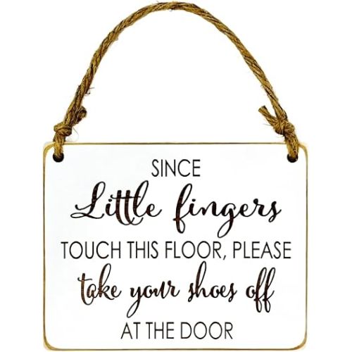 Little Fingers (Baby) Front Door Sign - Please Take Your Shoes Off Sign - Baby Shower Gift