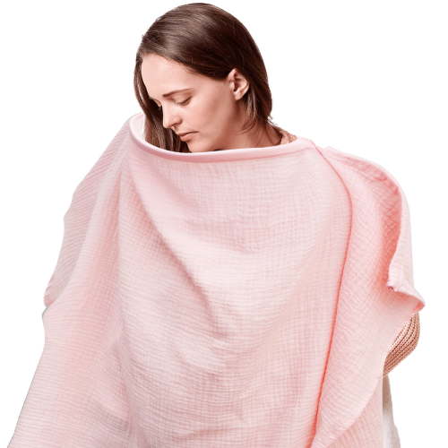 Lzvxtym Bbay Nursing Cover for Breastfeeding, Breathable Cotton Privacy Cotton Nursing Apron, Pink