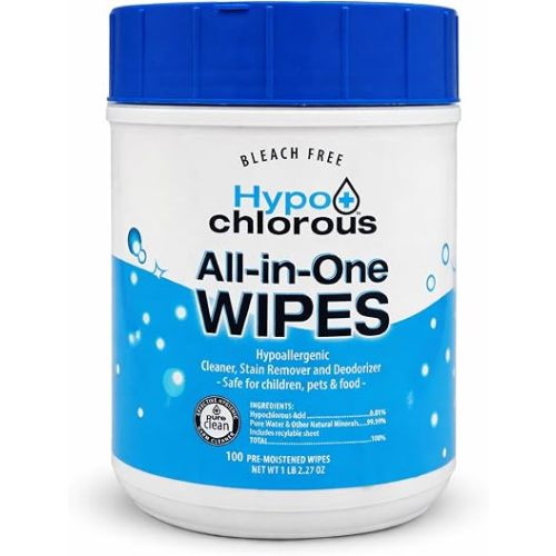 Hypochlorous Acid Wipes, 100 Count Bleach-Free