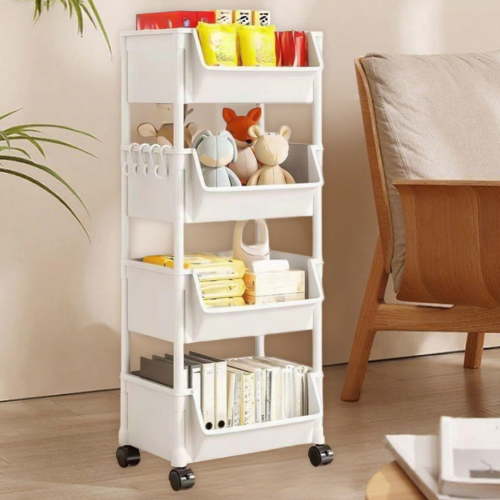 Aodebiao Tier Slim Rolling Storage Cart with Wheels Plastic Utility Cart Organizer for Snack Craft Art Postpartum Diaper Nail Makeup in Bathroom Laundry Room Kitchen Bedside Narrow Space, White - Walmart.ca