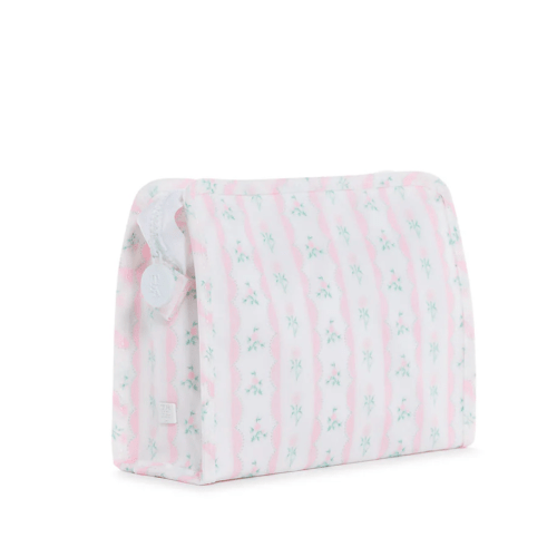 Medium Roadie Zip Pouch, Ribbon Floral Pink