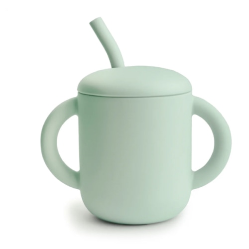 Mushie Baby Silicone Training Cup + Straw (Cambridge)