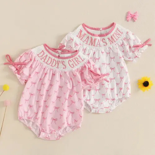 Infant Baby Girl Summer Romper Short Sleeve Letter Embroider - TikTok Shop
