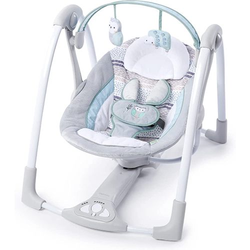 Ingenuity Compact Lightweight Portable Baby Swing with Music, Nature Sounds and Battery-Saving Technology - Abernathy, 0-9 Months