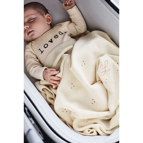 Pointelle Knit Pampas Ivory Baby Stroller Blanket
