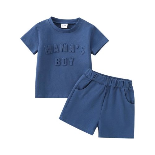 Toddler Baby Boy Summer Clothes Letter T Shirt Elastic Waist Shorts with Pockets 2Pcs Casual Outfit